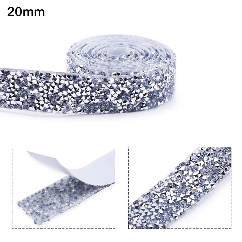 10mm-30mm Rhinestone Ribbons Self-Adhesive Trim Gift Handmade Rhinestone Stickers Applicator Ribbon With Rhinestones Appliques
