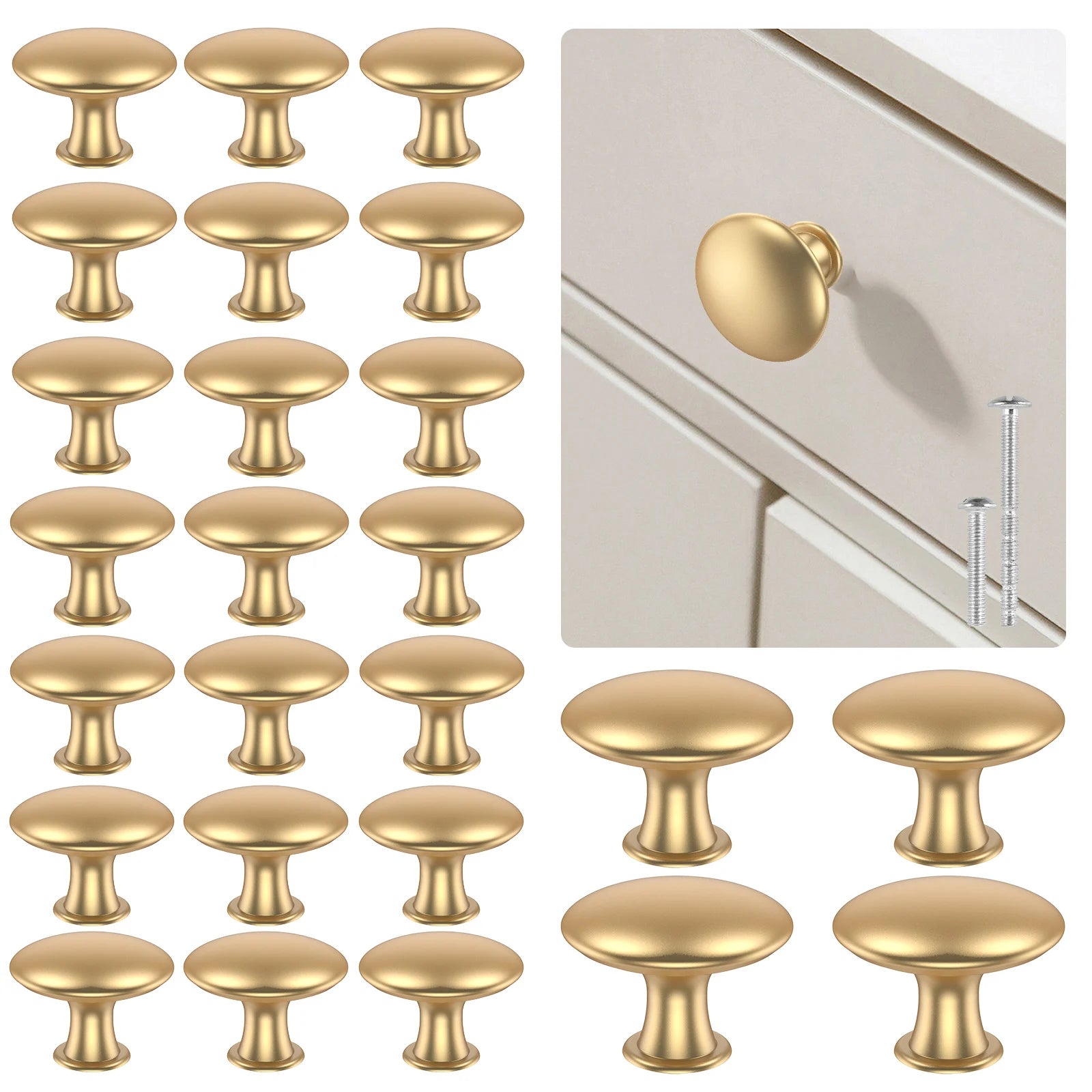 25Pcs Drawer Knob Set Zinc Alloy Cabinet Handles Rustproof Gold Dresser Knobs Decorative Drawer Pull Handle Furniture Hardware