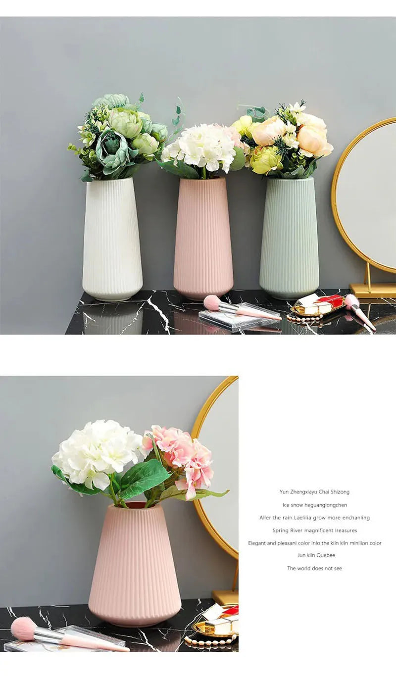 Morandi Plastic Vase Living Room Decoration Ornaments Modern Origami Plastic Vases for Flower Arrangements Home Decoration