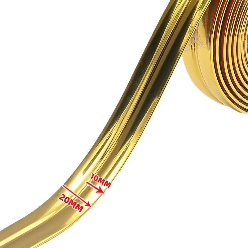 PVC Self-adhesive Decorative Tape Gold Background Wall Inner Corner Decor Strip Furniture Table Edge Anti-collision Bumper Tape