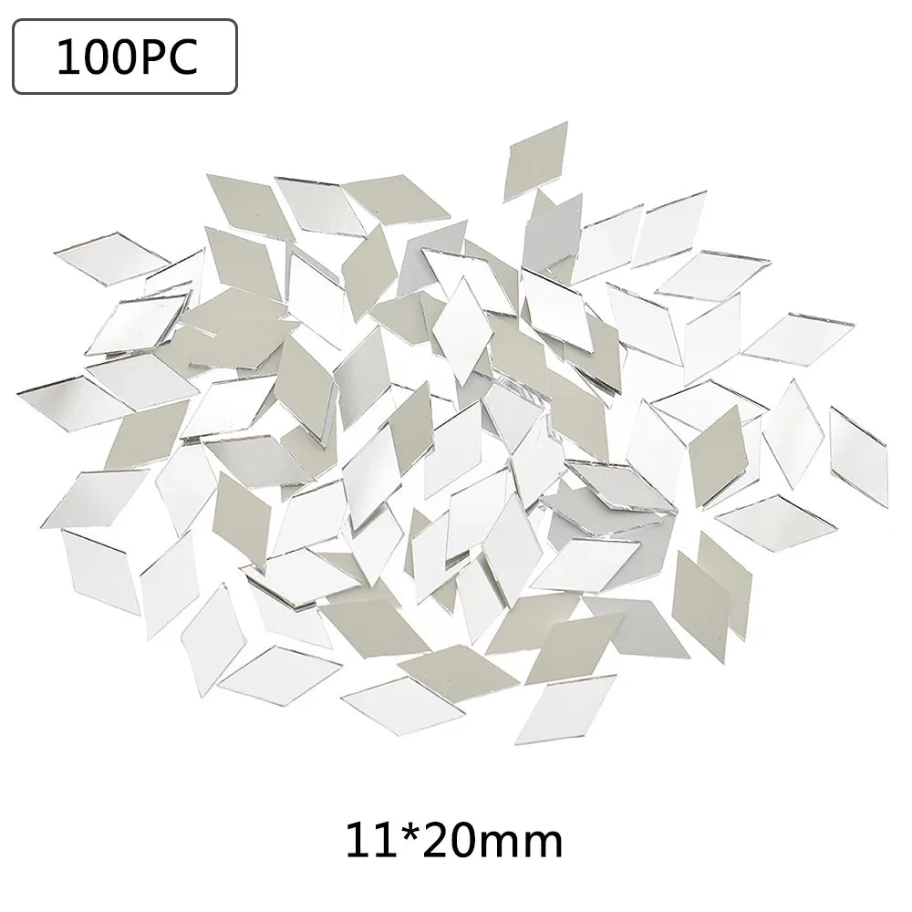 Good DIY 100PCS Glass Mirror Mosaic Tiles Round Square Self Adhesive Stickers Wall Decal Craft Home Decoration Craft Supplies