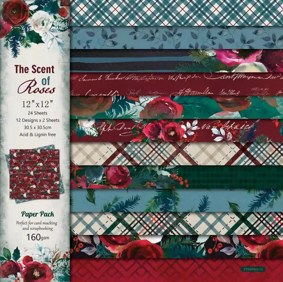 24 Sheets 30x30cm Craft Scrapbooking Paper Pad Watercolored Single-Side Printing Junk Journal Cardstock Supplies for Card