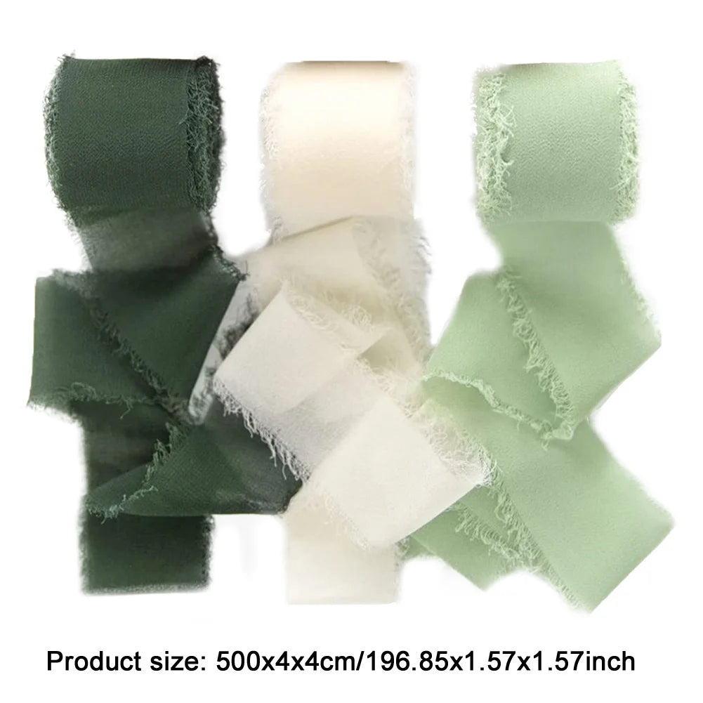 3 Roll Chiffon Silk Ribbon Wear Resist Frayed Edge Ribbon Silk-Like Soft Ribbon for Wedding Invitation Bouquet Wrapping