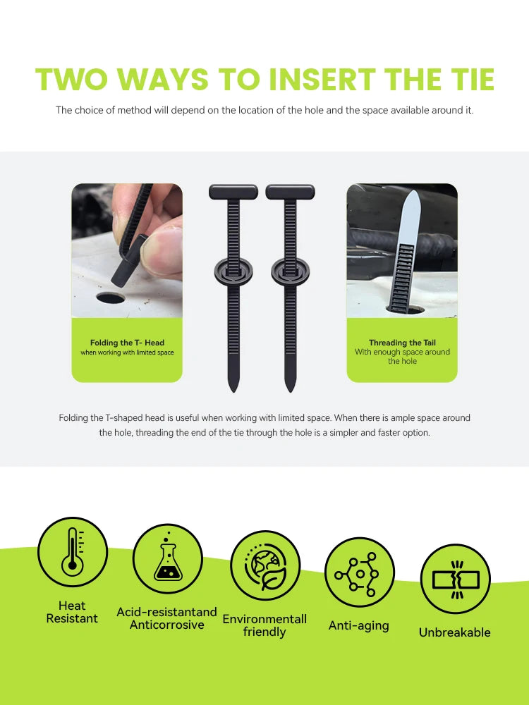 10/20/50/100pcs Heavy Duty Self Locking Cable Ties with Pin Button Universal Nylon Zip Ties for Car Repair Fastening Strap