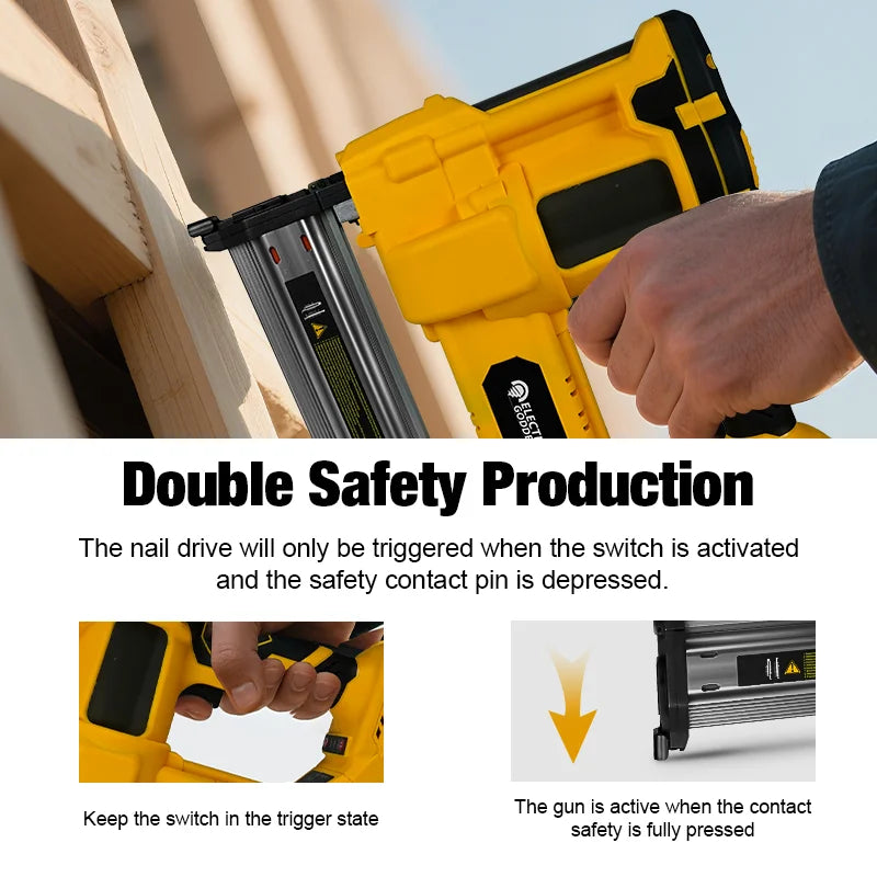 50mm Brushless Electric Nail Gun Depth Adjustment Nailer Stapler F50 Furniture Staple Gun For Dewalt 20V Battery Pin