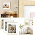 Set of 3 Natural Wood 20x24 Picture Frames with 16x20 Mat for Wall Display