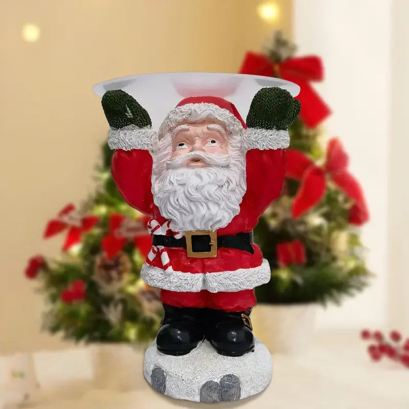 Resin Santa Claus Tray - Battery-Free Holiday Christmas Party Decorations for Festive Parties, Mantel, Sideboard - Durable Indoor/Outdoor Christmas Tabletop Ornaments - Easy to Clean, Exquisite Craftsmanship Design