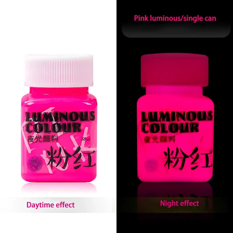 58ML Fluorescent Acrylic Pigment Luminous Pigment Glow in Dark Hand Painted DIY Festival Party Wall Light Absorbing Pigment