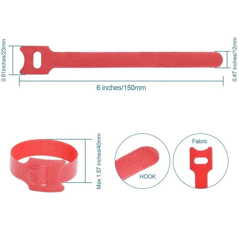 10/30/50pcs Multi-Purpose Fastener Cable Straps Tape Cable Ties Reusable Hook Loop Strips Wire Ties Cables Organizer Cord \][o
