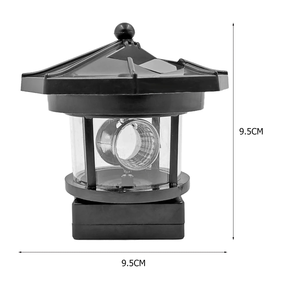 Smart Sensor Lighthouse Beacon Solar LED Light Outdoor Decor Rotating Beam Lamp