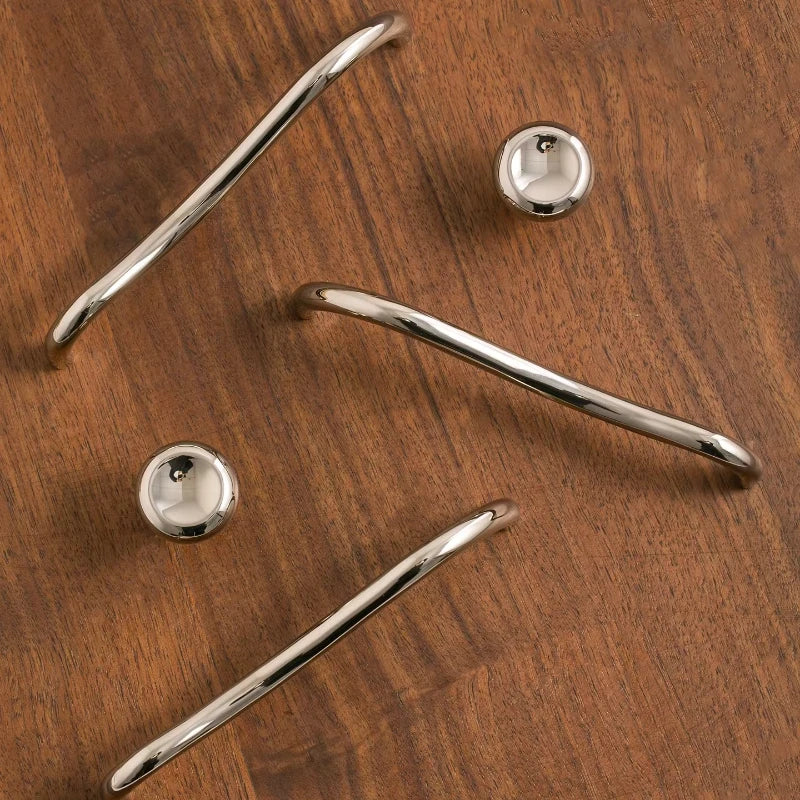 Brass Irregular Line Furniture Handles Bright Cupboard Wardrobe Dresser Drawer Cabinet Knobs Door Pulls T-Bar Decorative Knob