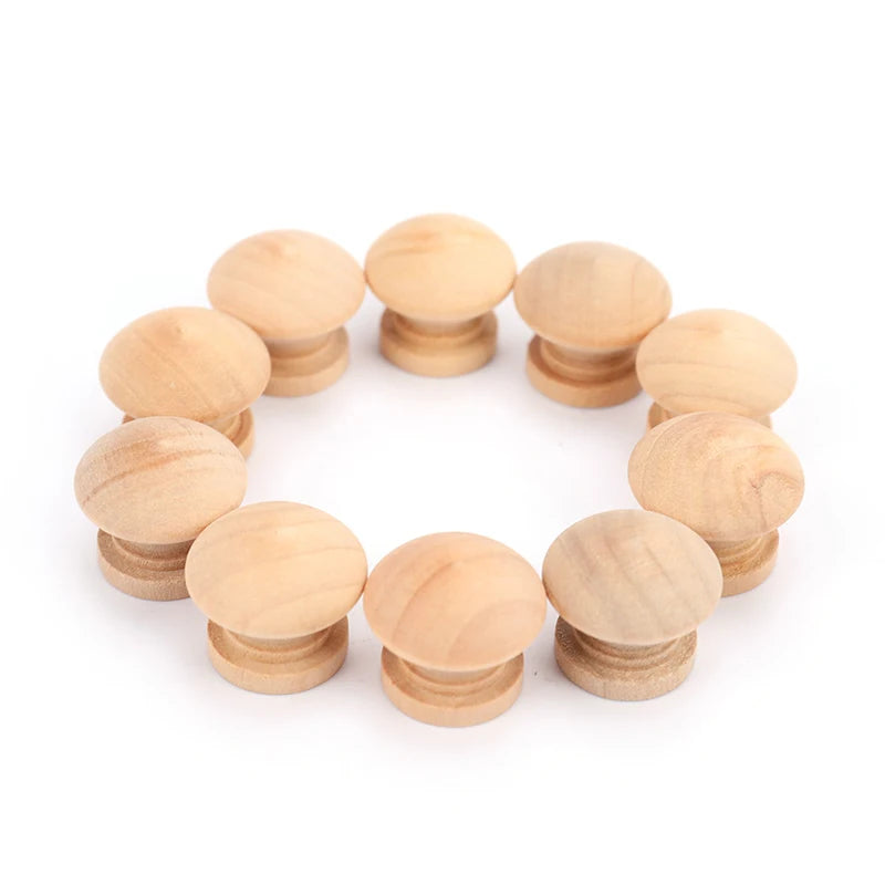 10pcs Wood Round Pull Knobs Natural Wooden Cabinet Drawer Handle Wardrobe Knobs Door Pull Kitchen Handle Furniture Hardware