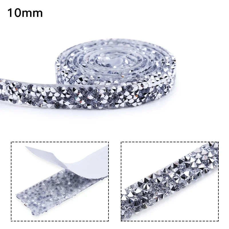10mm-30mm Rhinestone Ribbons Self-Adhesive Trim Gift Handmade Rhinestone Stickers Applicator Ribbon With Rhinestones Appliques