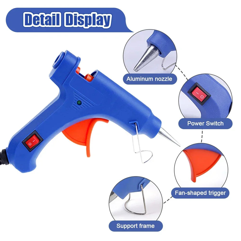 Wired Mini Industrial Hot Glue Gun - High-Temperature Silicone Tool for Home DIY Crafts & Art, Quick-Heating Plug-In Glue Gun