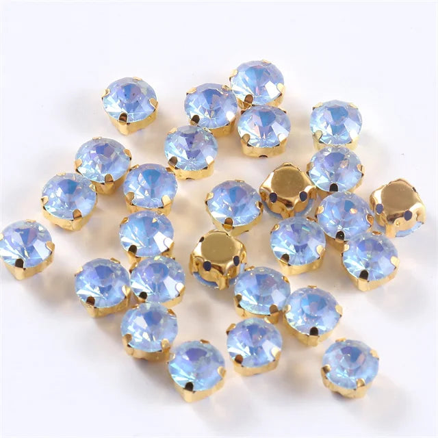 4mm-8mm Glitter Glass Sewing Rhinestones with Sliver Base Round Crystal Strass stones for diamond  Jewellery clothes diy