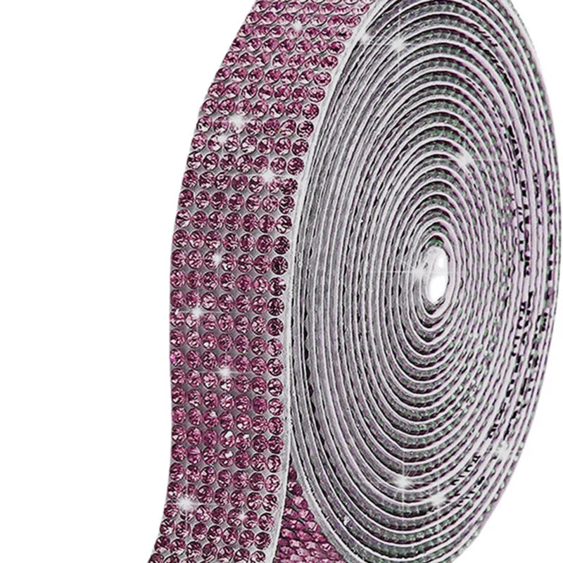 4/8 Row 1Yard Self Adhesive Crystal Rhinestone Sticker Diamond Color Ribbon Strip For DIY Phone Clothes Arts Crafts Decor