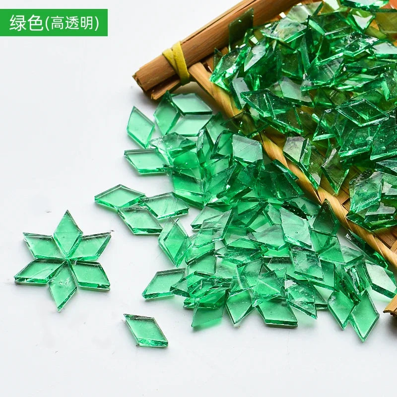200g Diamond Shape Mosaic Mica Stained Glass Mosaic Tiles Mosaic Making Tiles for Puzzle Art DIY Craft Lamp Table Accessories