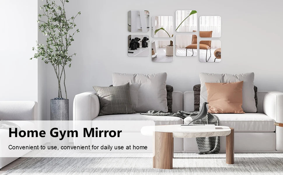 3D Mirror Wall Sticker DIY Square Acrylic Decal 2mm Full Body Wall Mirror Stickers for Bedroom Living Room Home Decor 2/4pcs