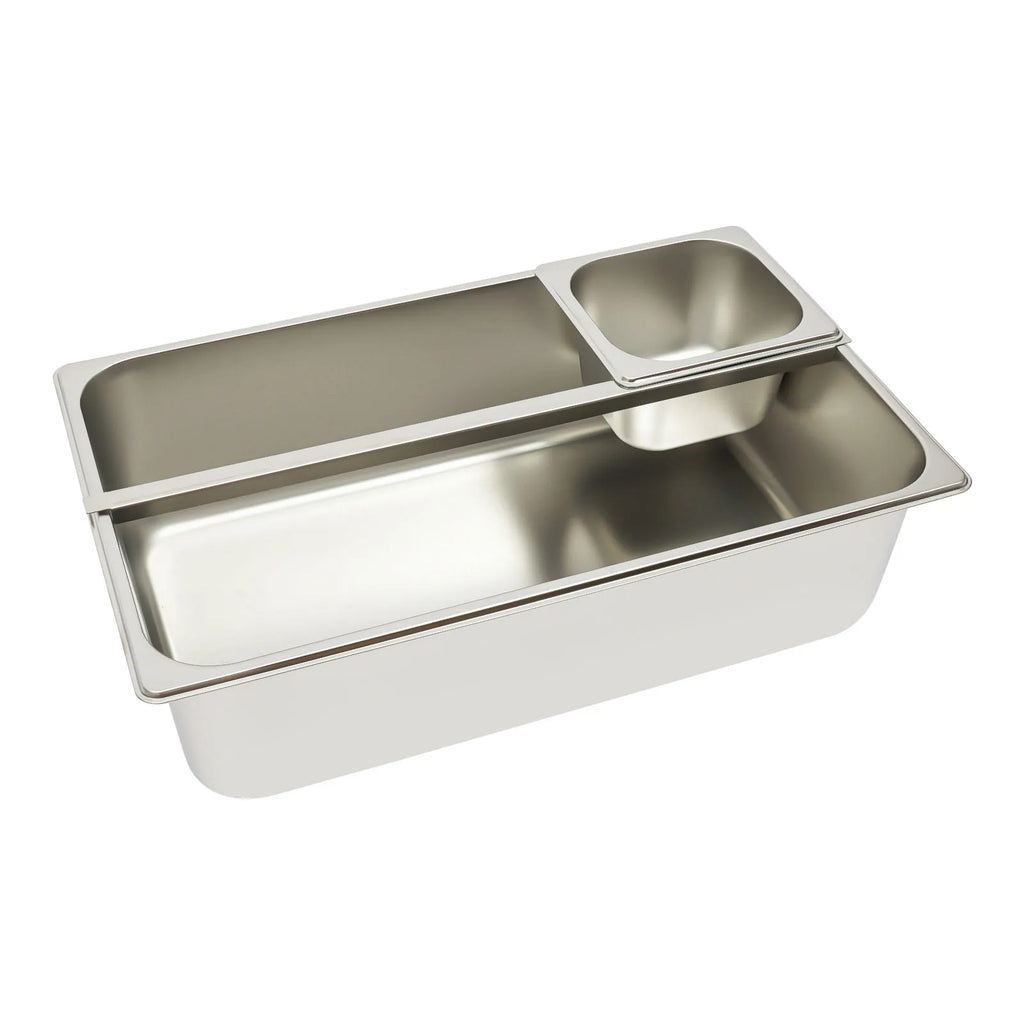 6-Pan Ice Food Serving Display Tray with Clear Roll Top Cover Cold Food Buffet Tray 15 CM Height Countertop Salad Fruit Box