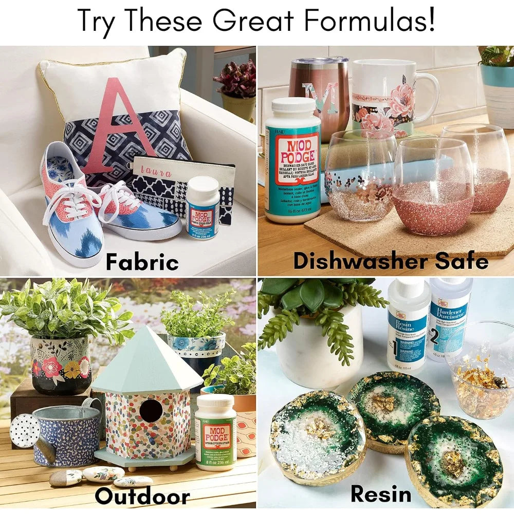 All-in-One Matte Craft Glue & Sealer: Quick Dry, Non-Toxic for Wood, Paper, Fabric - 8 oz Pack