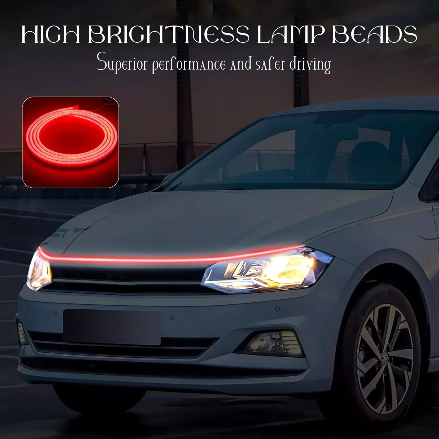 180CM LED Car Hood Lights Strip Engine Hood Light DRL LED Daytime Running Light Strip Flexible Waterproof Car Decor Assecories