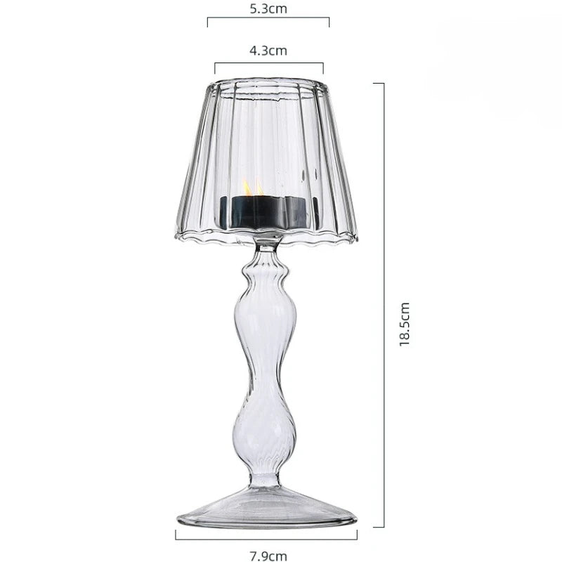 Clear Candle Holder Glass  Candle Holder for Home Decor Table Centerpiece Wedding Party Christmas Valentine Day