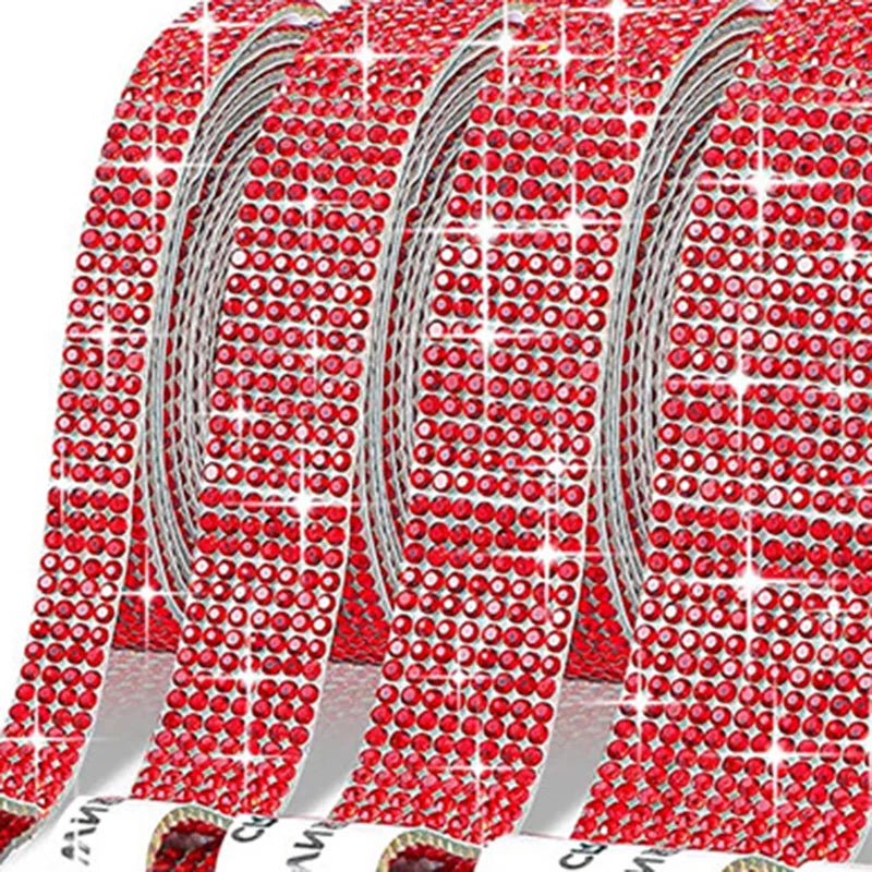 4/8 Row 1Yard Self Adhesive Crystal Rhinestone Sticker Diamond Color Ribbon Strip For DIY Phone Clothes Arts Crafts Decor