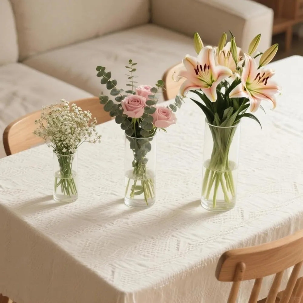 Clear Glass Cylinder Vases Set of 24, 4-8 Inch Tall for Centerpieces, Floating Candle Holders, Hurricane Glass Vases
