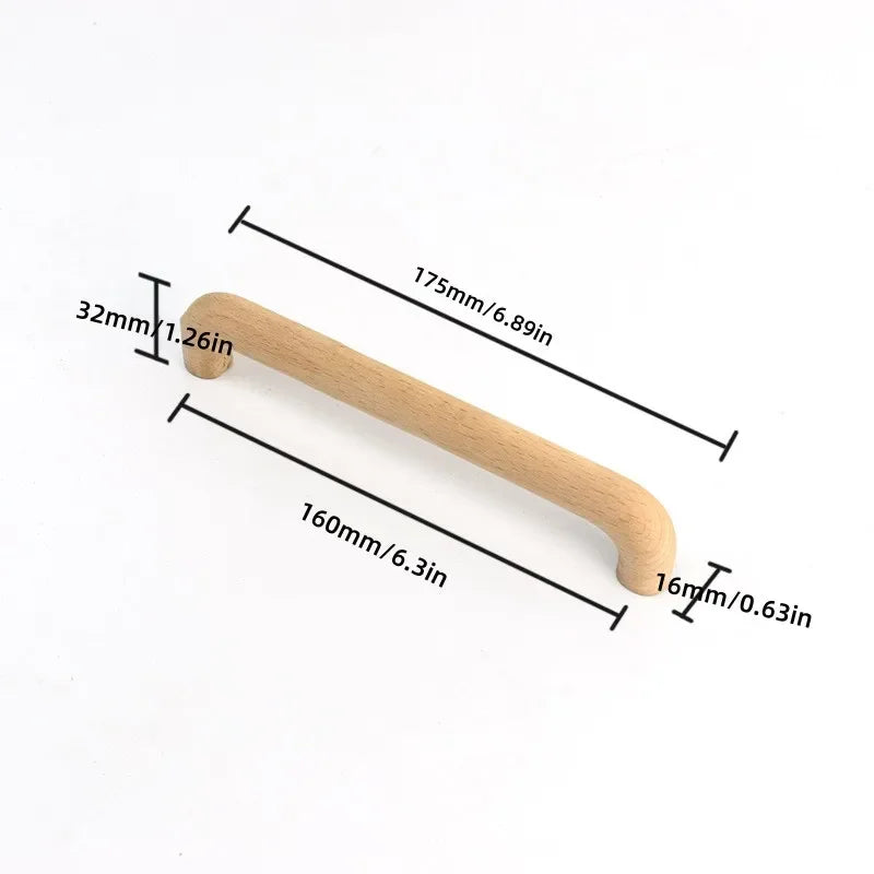 Beech Wood Handles Kitchen Cabinet Handle Drawer Solid Wood Furniture Wooden Door Drawer Knobs Cupboard Handles for Furniture