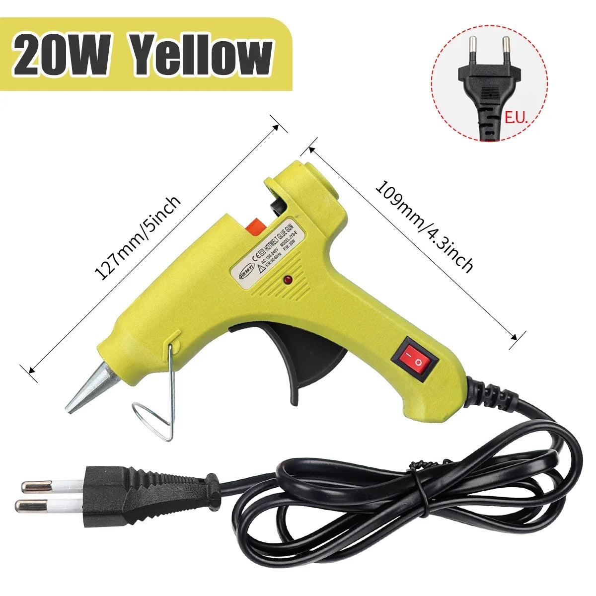 20W Hot Melt Glue Gun DIY Mini Household Industrial Guns Heat Temperature Thermo EU Electric Repair Tool Use 7mm Glue Sticks