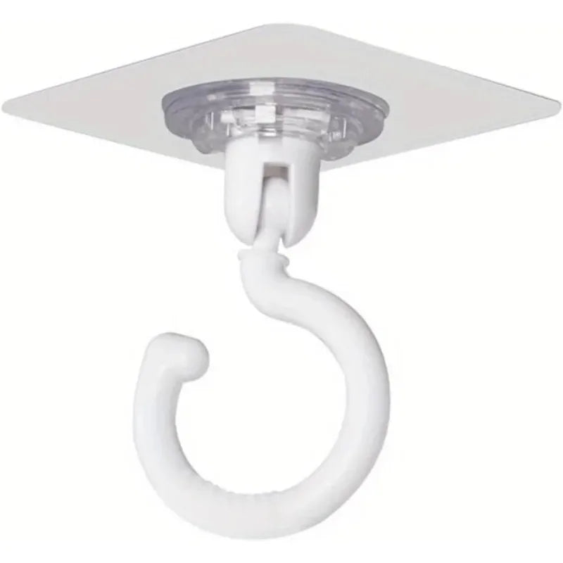 4PCS 360-Degree Rotating Self-Adhesive Hooks for Ceiling Or Wall, Suitable for Dome Bed Canopy Or Mosquito Net.