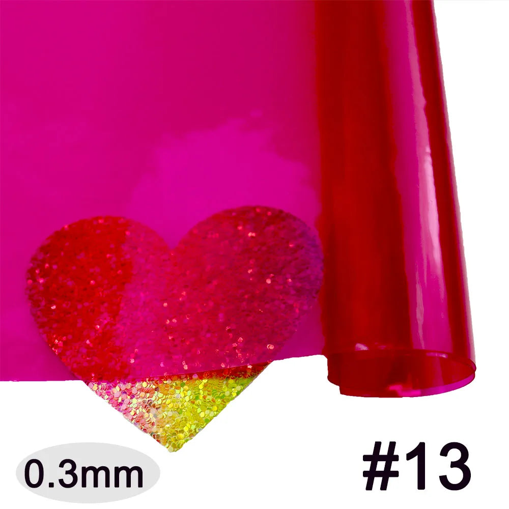 30x120cm Roll Pink Red Orange Blue Clear Transparente PVC Fabric Vinyl Soft Glass Cloth Waterproof For Handbag DIY PV050