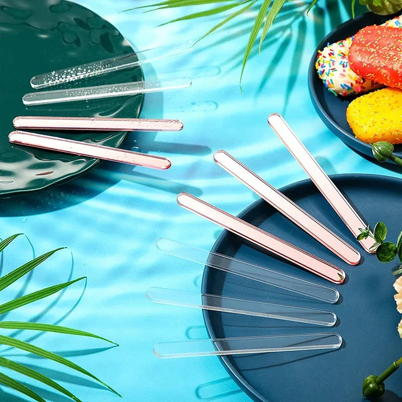 20Pcs Reusable Ice Cream Sticks Acrylic Popsicle Stick Clear Acrylic Ice Cream Sticks DIY Crafts BJL004