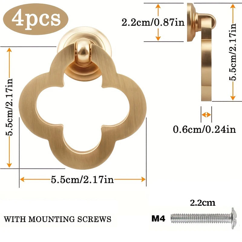 4pcs Cabinet Knobs Drawer Knobs Zinc Alloy Drawer Pulls Vanity Knobs With Screws Modern Style Decorative Handles for Doors