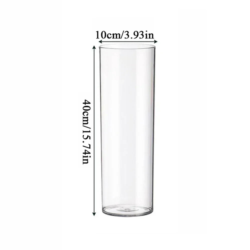 2PCS acrylic cylindrical transparent vase, home decoration, suitable for desks, offices, wedding center decoration