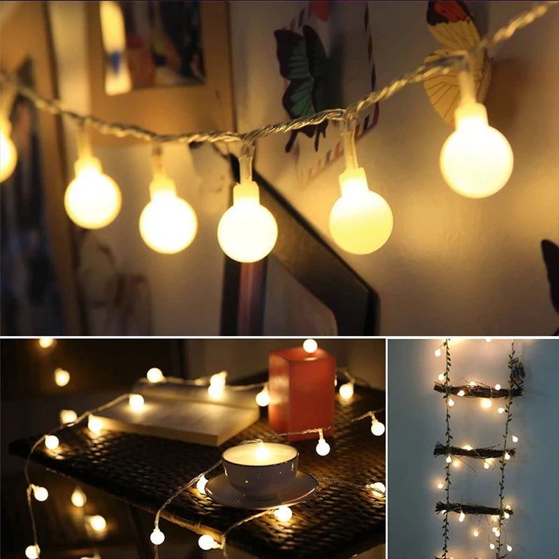 Globe String Fairy Lights usb 10m Multicoloured Festoon Lights Outdoor Colour 5V Hoilday Lighting Christmas Room Decoration