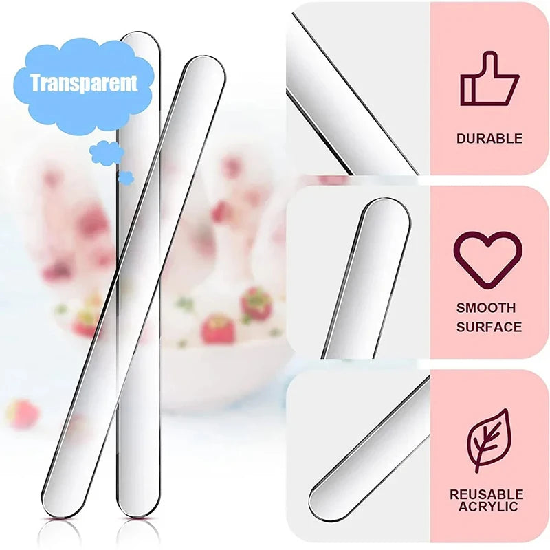 20Pcs Reusable Ice Cream Sticks Acrylic Popsicle Stick Clear Acrylic Ice Cream Sticks DIY Crafts BJL004