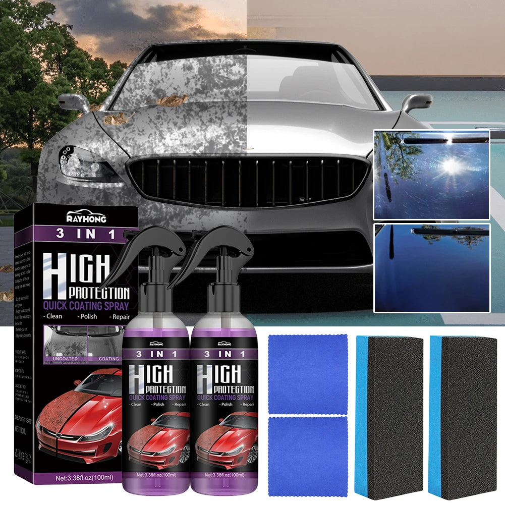 3 in 1 Car Ceramic Coating Spray High Protection Car Coating Wax Polishing Spray Auto Nano Body Compound Scratch Repair Remover