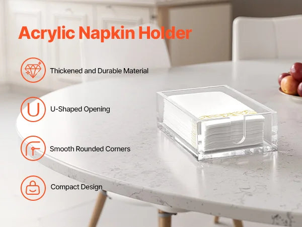 Acrylic Napkin Holder, 9.1 x 5.5 x 2.6 inch, Clear Bathroom Guest Towel Storage Tray with U-Shaped Opening, Disposable Paper