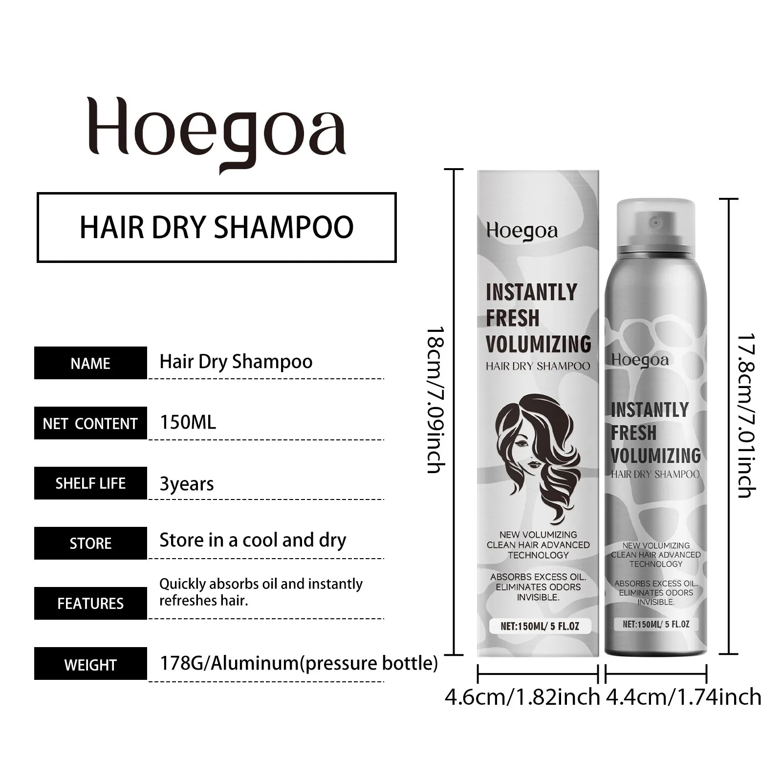 Hair Dry Shampoo Volumizing Refreshing Oil Control Non-irritating Scalp Smoothing Fresh Fragrance Long Lasting Shine Care Spray