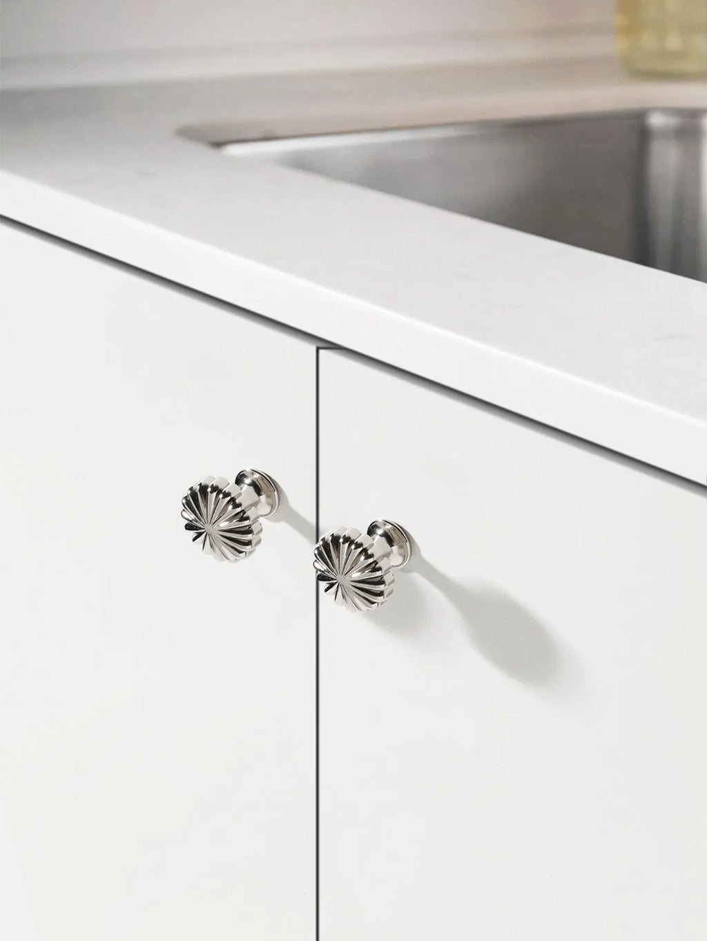 French titanium-silver cabinet door handle Solid zinc-alloy Cupboard & wardrobe pulls single-hole drawer knob  Furniture handle
