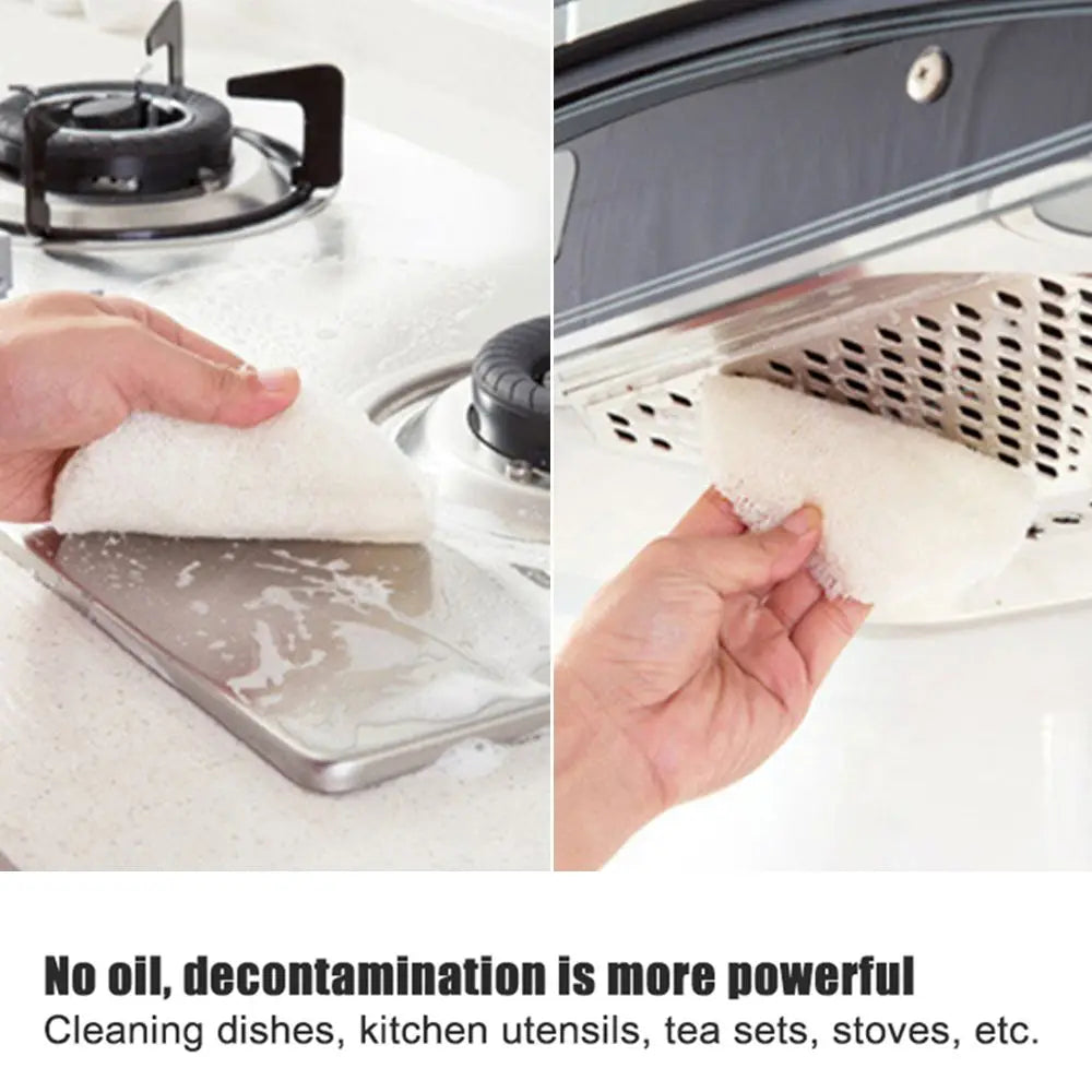 1/5pcs Double-sided Cleaning Reusable Non-stick Oil Pot Bowl Brush Dish Washing Cloth Cleaning Sponge Microfibre Sponge