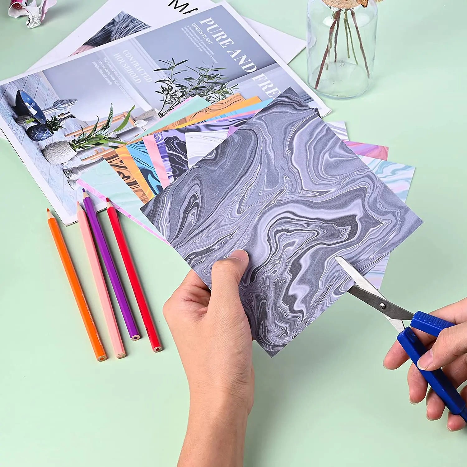 24 Sheets 30x30cm Craft Scrapbooking Paper Pad Watercolored Single-Side Printing Junk Journal Cardstock Supplies for Card