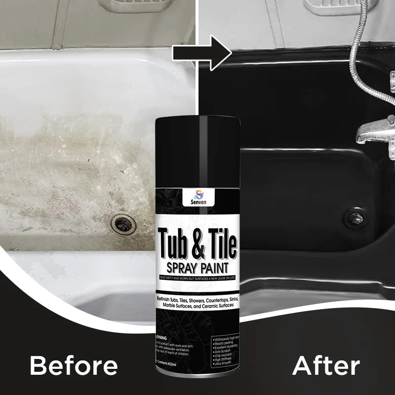 Tub and Tile Spray Paint Black Gloss Aerosol Spray Tile Paint Bathtub Refinishing Kit for Tiles Ceramic Porcelain