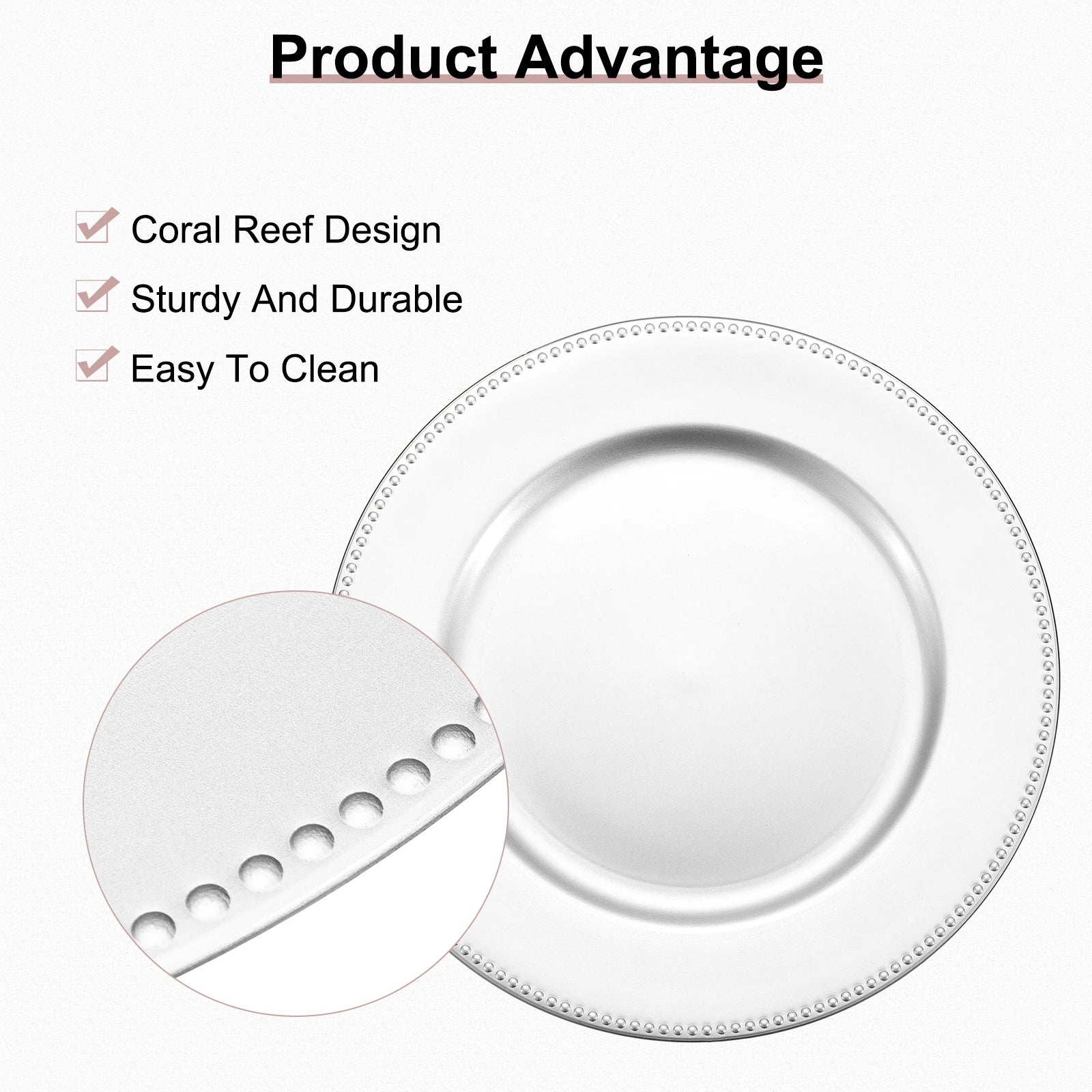 10pcs Charger Plates Bulk 13 Inch Plastic Charger Plates Round Plate Charger for Dinner Wedding Party Event Table Setting Decor
