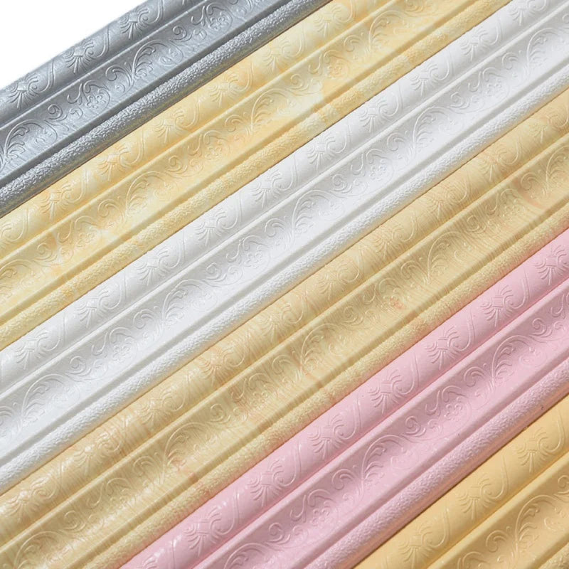 Self Adhesive Flexible Foam Molding Trim Wallpaper Border 3D Decorative Wall Lines Peel and Stick Trim for Home Hotel DIY Decor