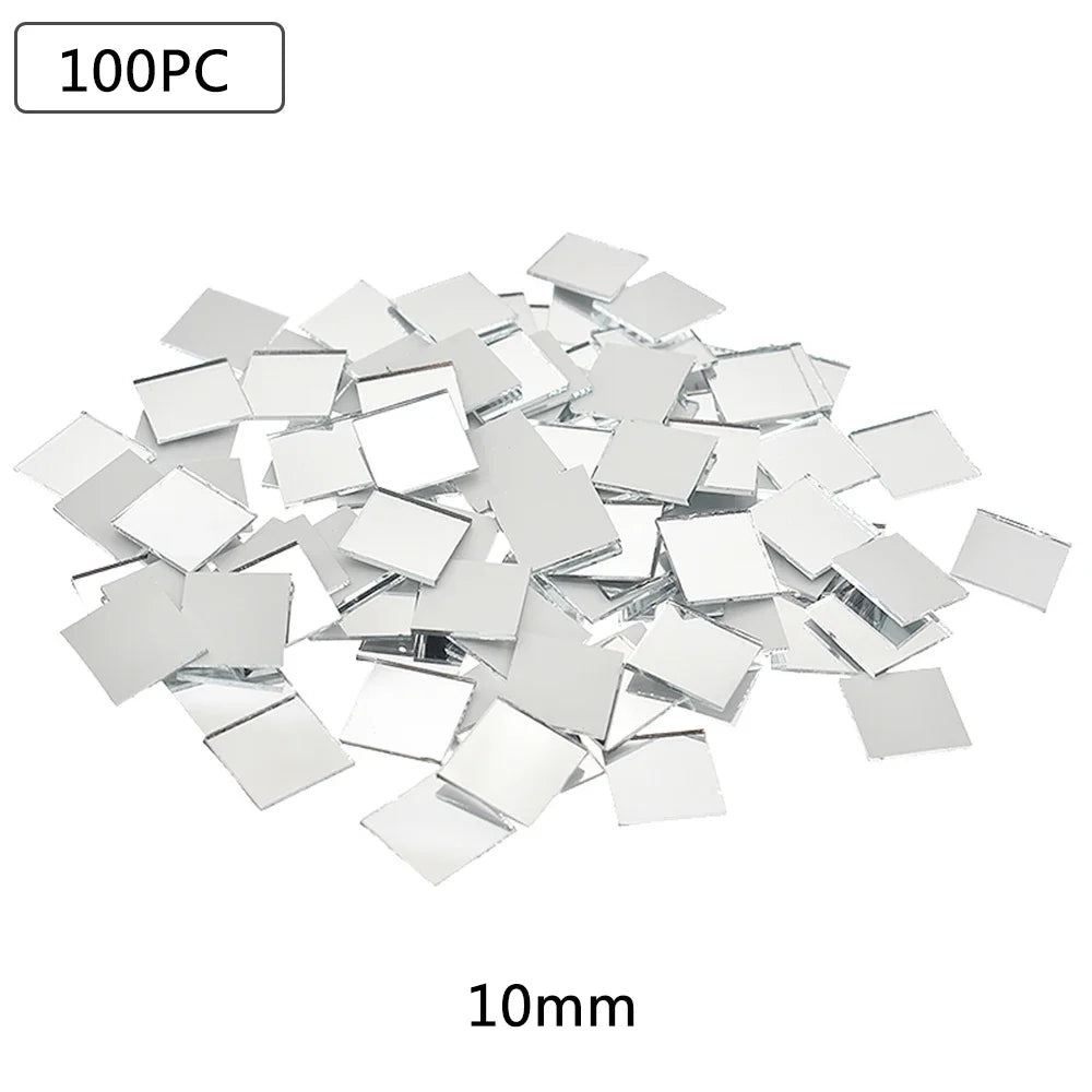 Good DIY 100PCS Glass Mirror Mosaic Tiles Round Square Self Adhesive Stickers Wall Decal Craft Home Decoration Craft Supplies
