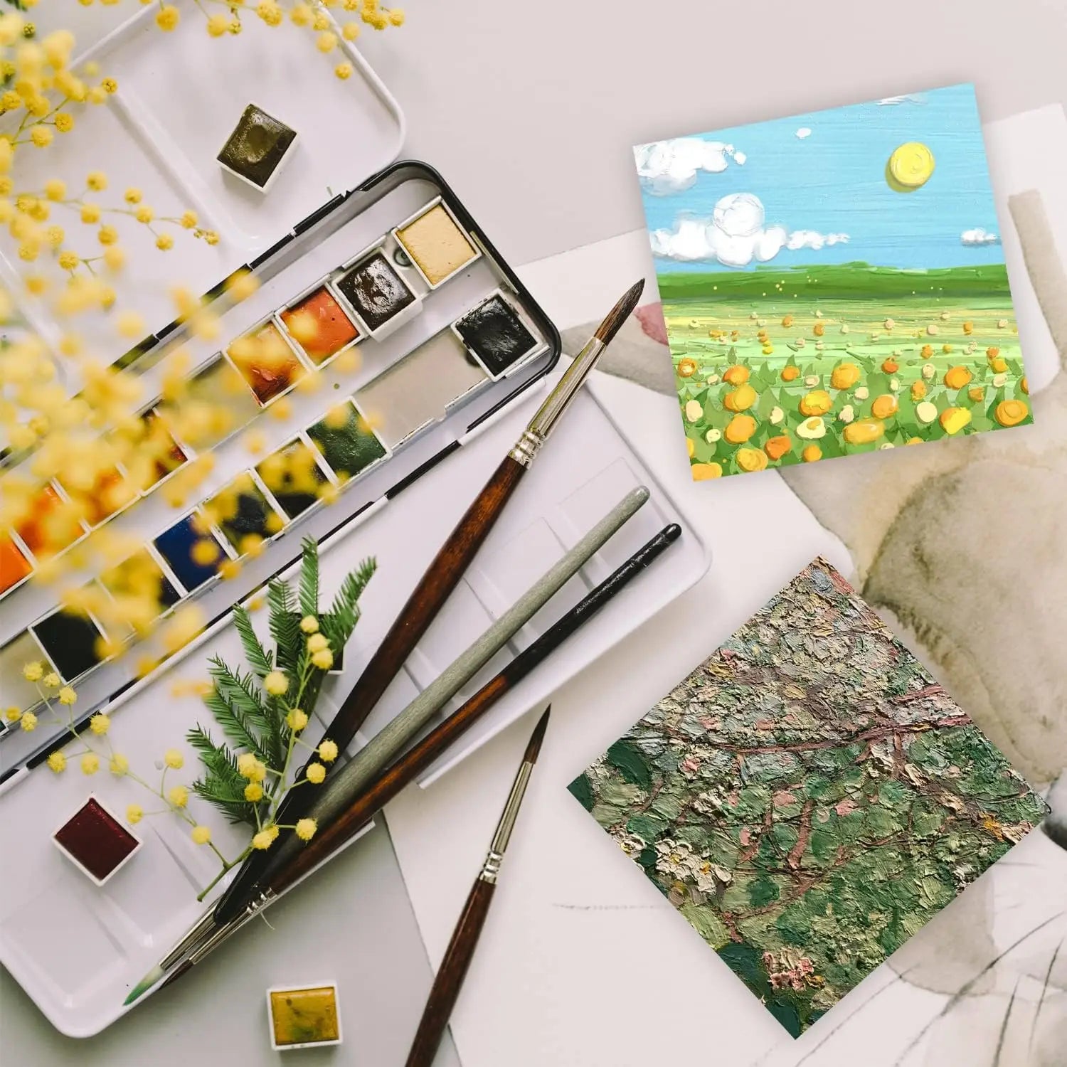 Square Wood Panels, 6x6"/15x15cm, Blank Wooden Canvas Cradled Painting Panel Boards for Drawing, , Pouring, DIY Arts Crafts