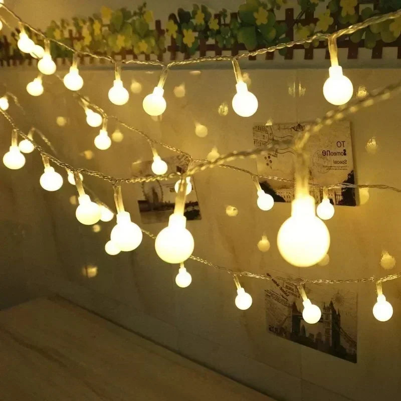 Ball LED String Lights Outdoor Ball Chain Lights Garland Lights Bulb Fairy Lights Party Home Wedding Garden Christmas Decoration