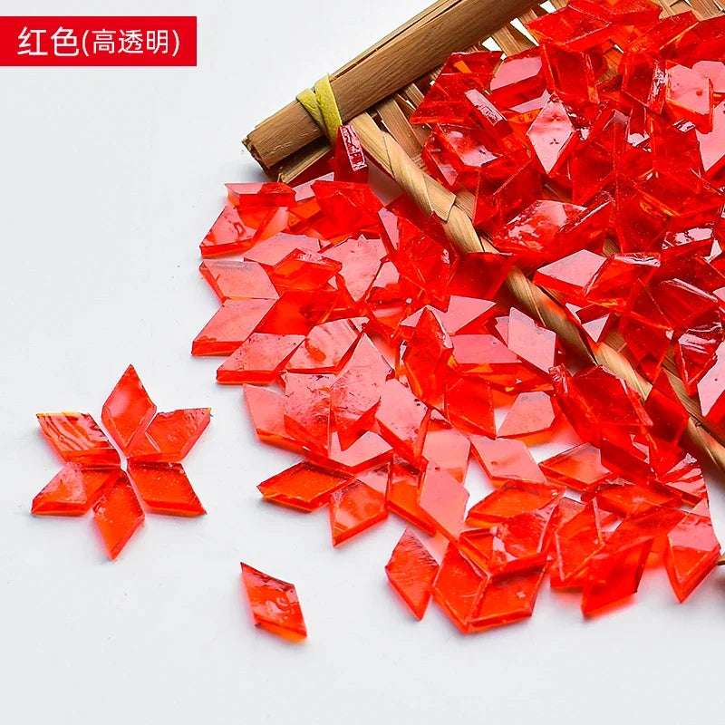 200g Diamond Shape Mosaic Mica Stained Glass Mosaic Tiles Mosaic Making Tiles for Puzzle Art DIY Craft Lamp Table Accessories